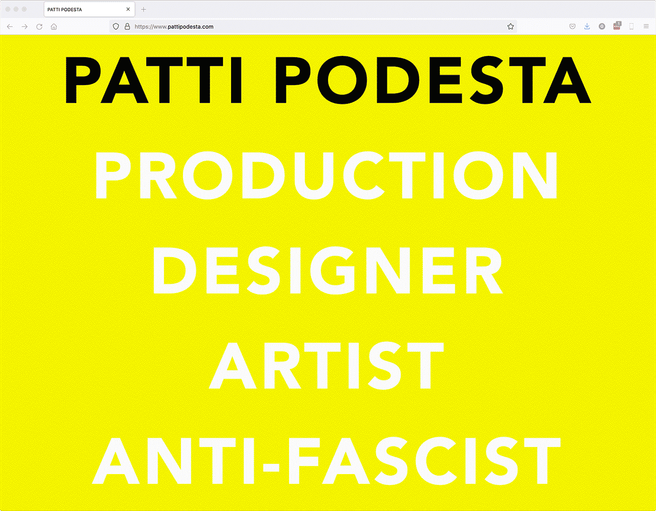 Animated screencaps of pattipodesta.com website